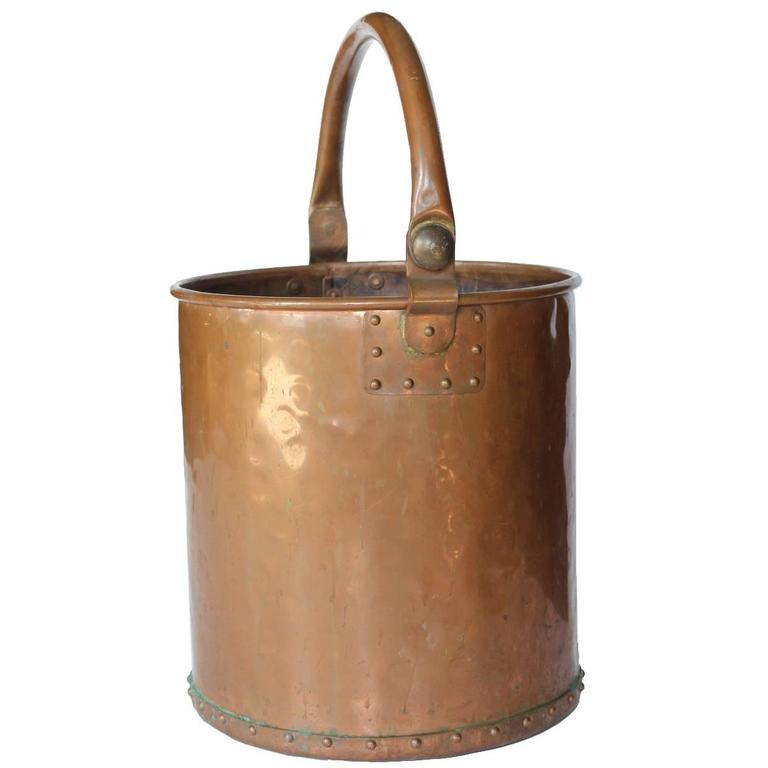 Antique HandHammered Copper Waste Basket/ Bucket at 1stdibs