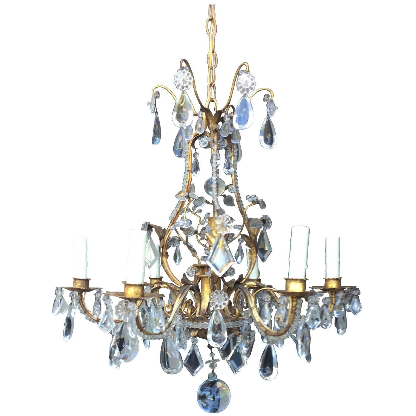 Early 20th Century Italian Crystal and Gilt Metal Chandelier