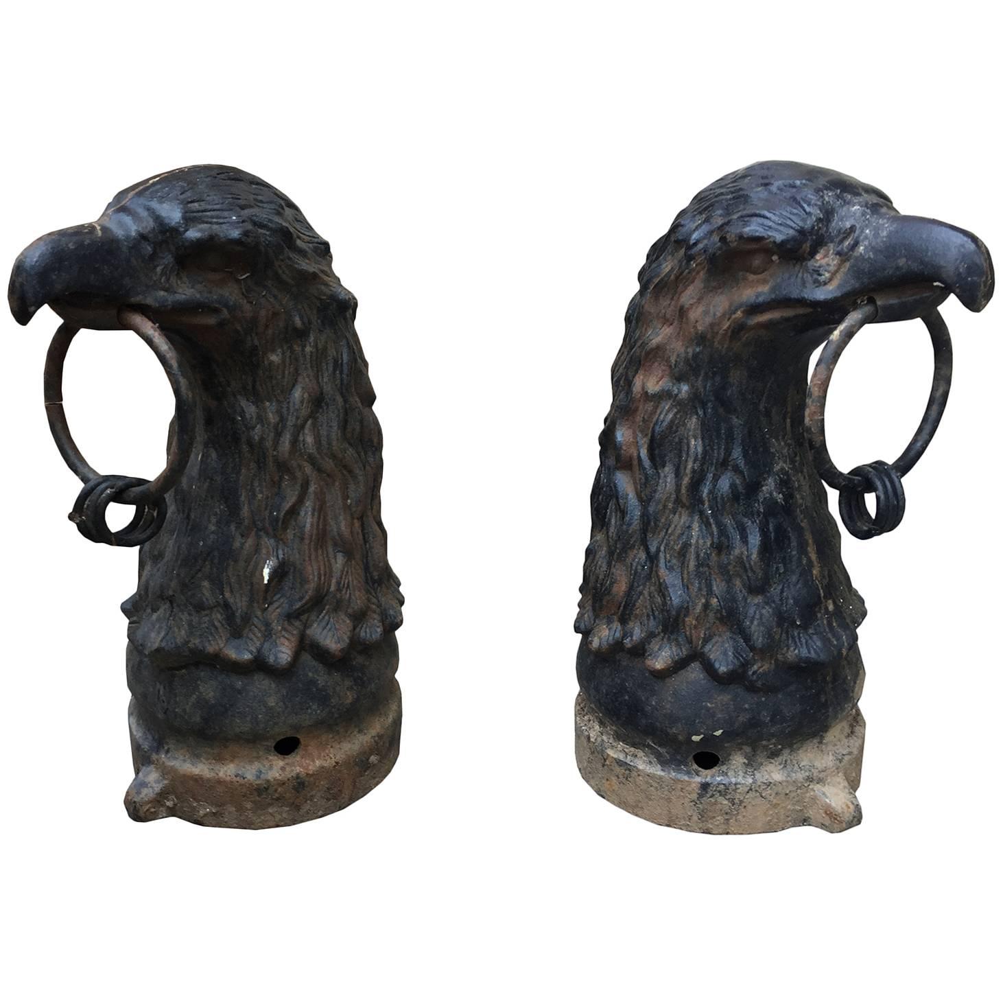 Pair of 19th-Early 20th Century Eagle Hitching Posts