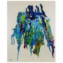 "Fluid Blue II" Abstract Mixed-Media Painting 1