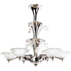 Impressive 1930s French Art Deco Chandelier Signed by Petitot