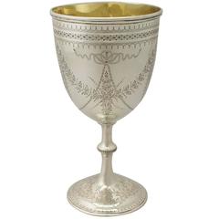 1860s Antique Victorian Sterling Silver Goblet 7