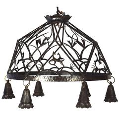 Antique Large Austrian Wrought Iron Chandelier