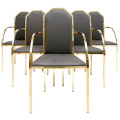 Set of Six Brass Dining Chairs