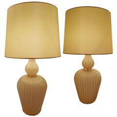 Pair of Murano Glass Table Lamps by Barovier 
Toso