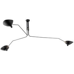 Ceiling Lamp with Three Rotating Arms by Serge Mouille, Black