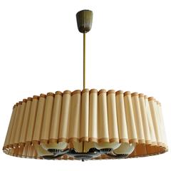 Antique Exceptional 1920s German Art Deco Pendant Lamp Stitched Parchment Shade & Bakeli