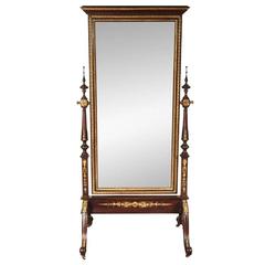 Fine miroir de barbier du 19ème siècle monté sur bronze