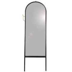 Ebonized O&G Paniolo Leaning Mirror in Ash with Bronze Details