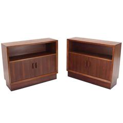 Pair of Walnut Two-Door Credenzas or Cabinets 10