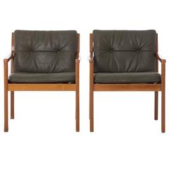 Danish Modern Leather Lounge Chairs