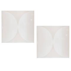 Pairs of Frosted Glass Pane Sconces 10