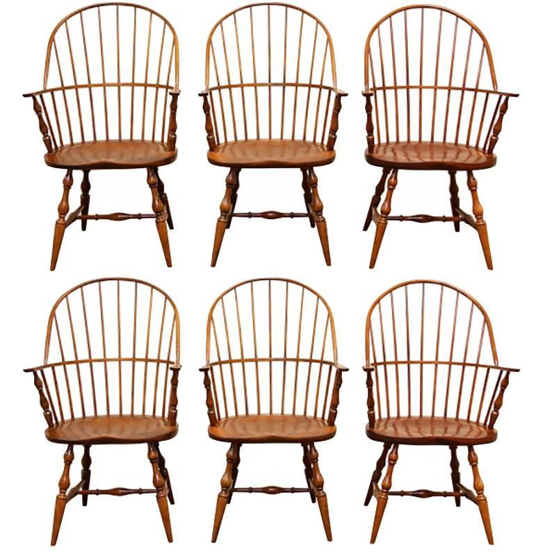 Set of Six Custom Windsor Armchairs by Stephen Von Hohen Bucks County Furniture