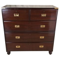 Late 19th Century Rosewood British Campaign Chest of Drawers