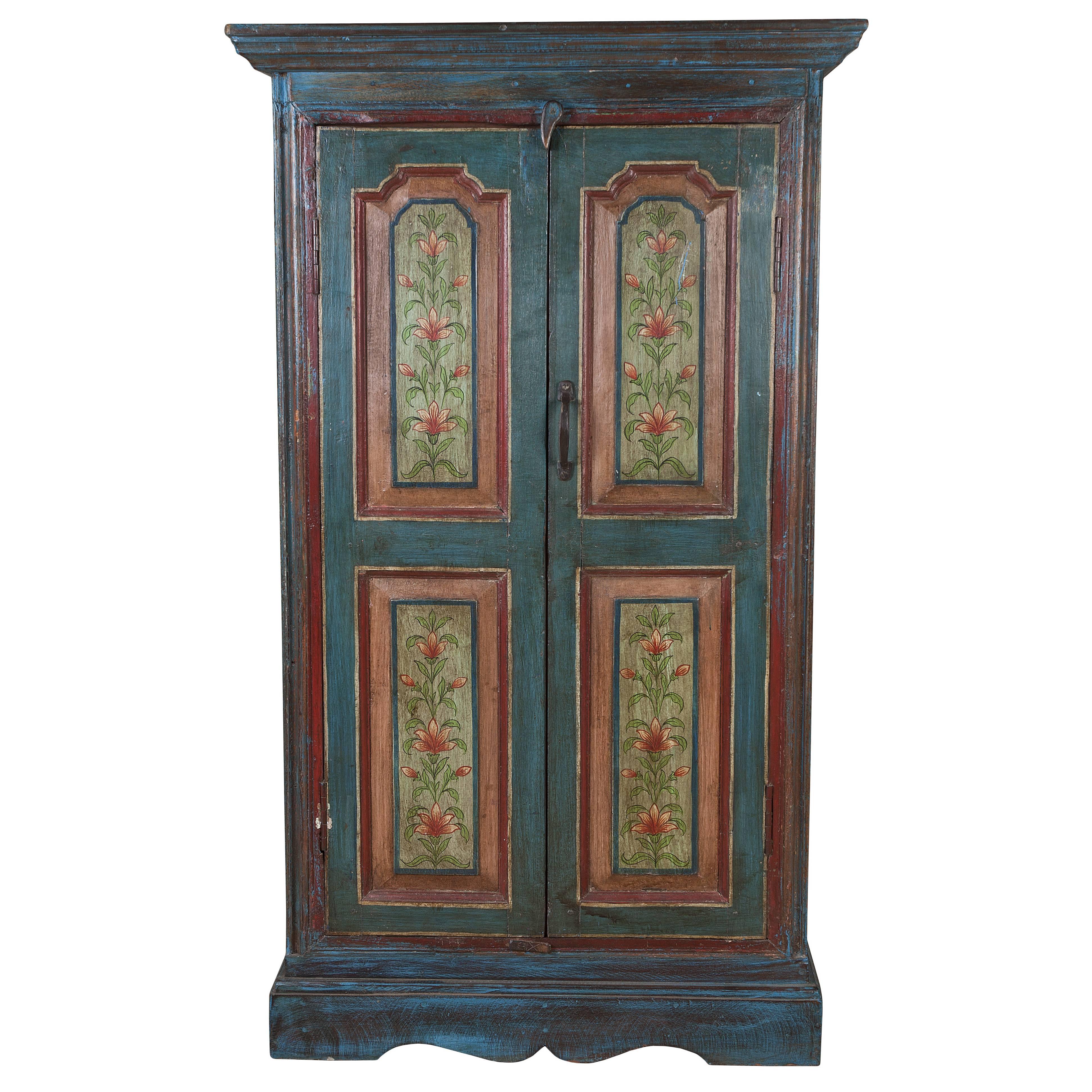 Lovely Early 1900s Hand-Painted Window Shutters Converted to Cabinet