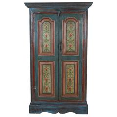 Lovely Early 1900s Hand-Painted Window Shutters Converted to Cabinet