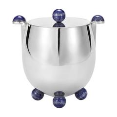 Ball Ice Bucket with Lapis Lazuli by Edward Tuttle and Wiener Silber Manufactur