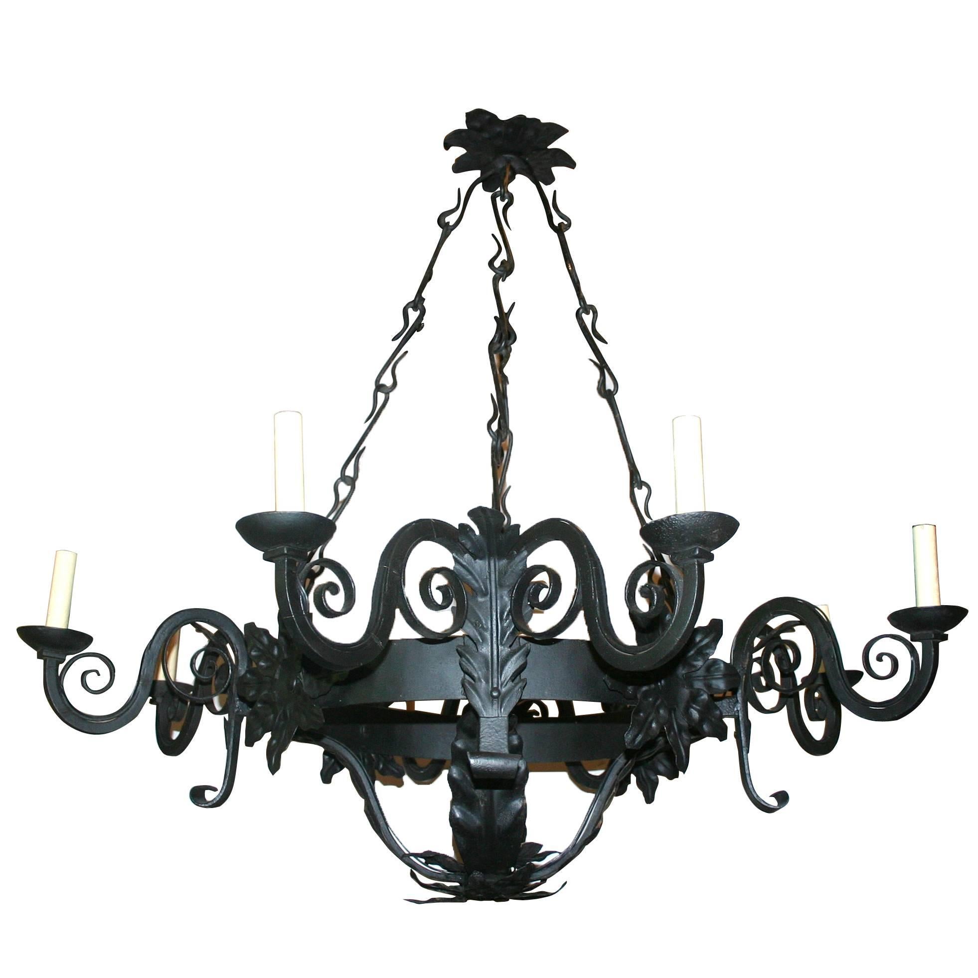 Wrought Iron Chandelier For Sale