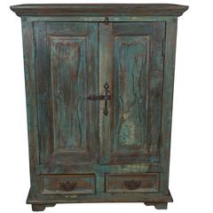 Teak Cabinet with Original Paint, Early 1900s