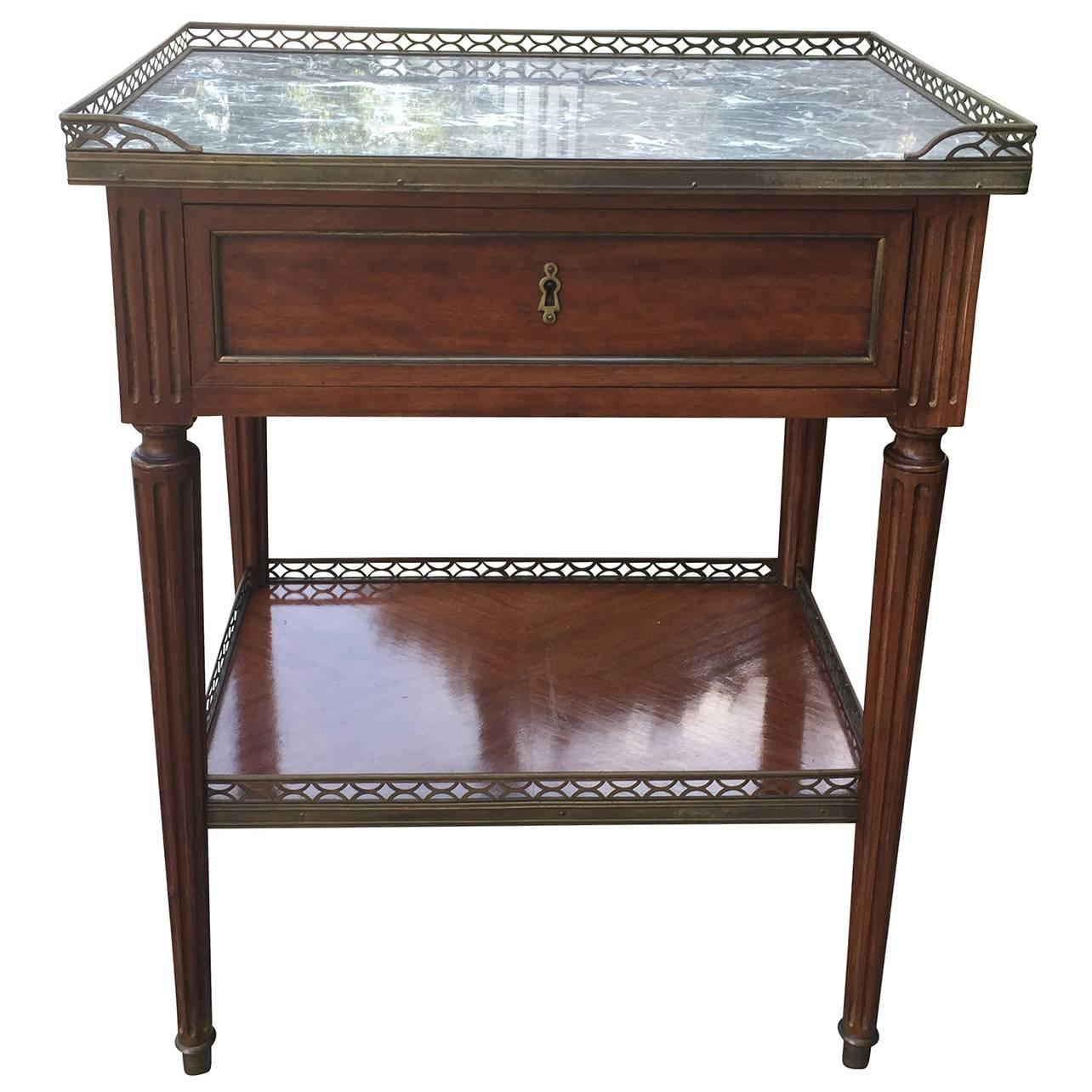 20th Century Louis XVI Style Bedside Table with Marble Top