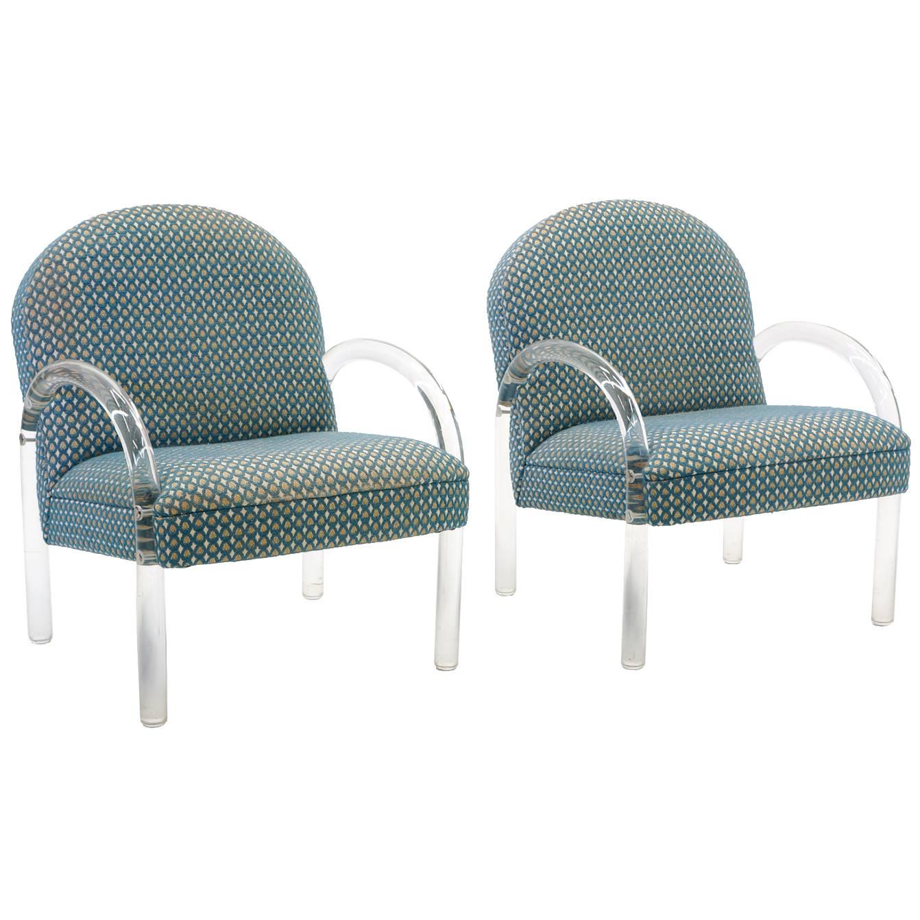 Pace Collection Lucite Armchairs, Pair