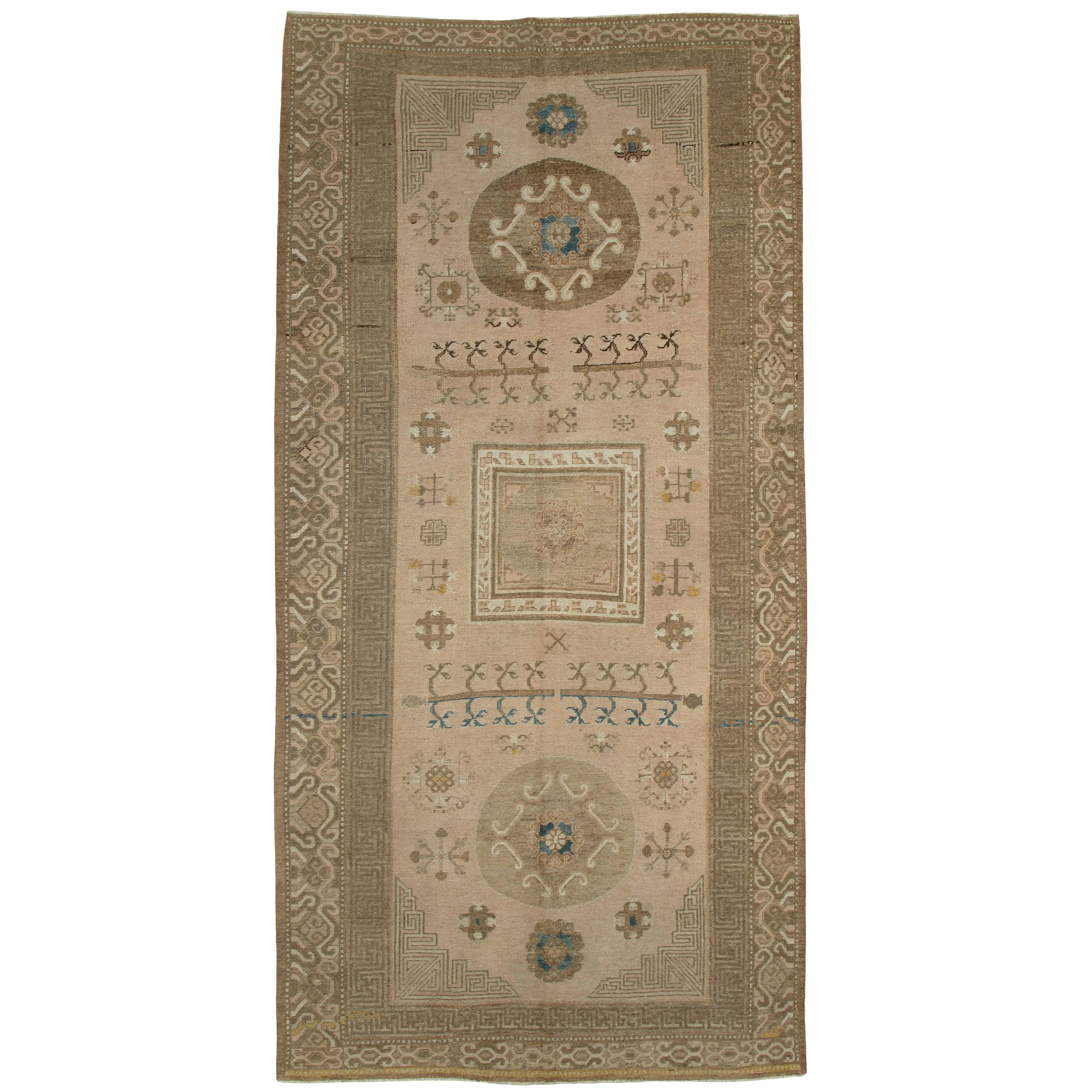 Alfombra antigua Khotan del Turquestán Oriental