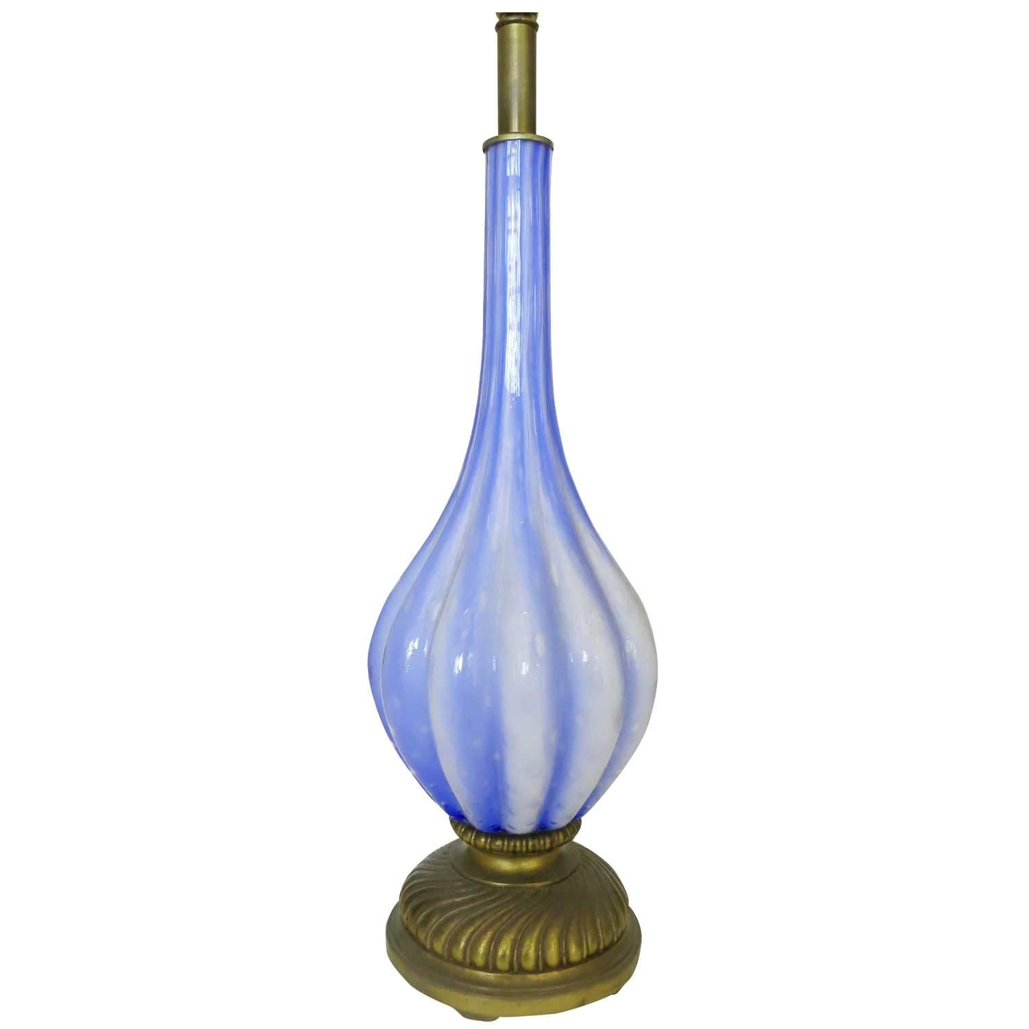 Hand-Blown Murano Glass Table Lamp in Barovier Style 