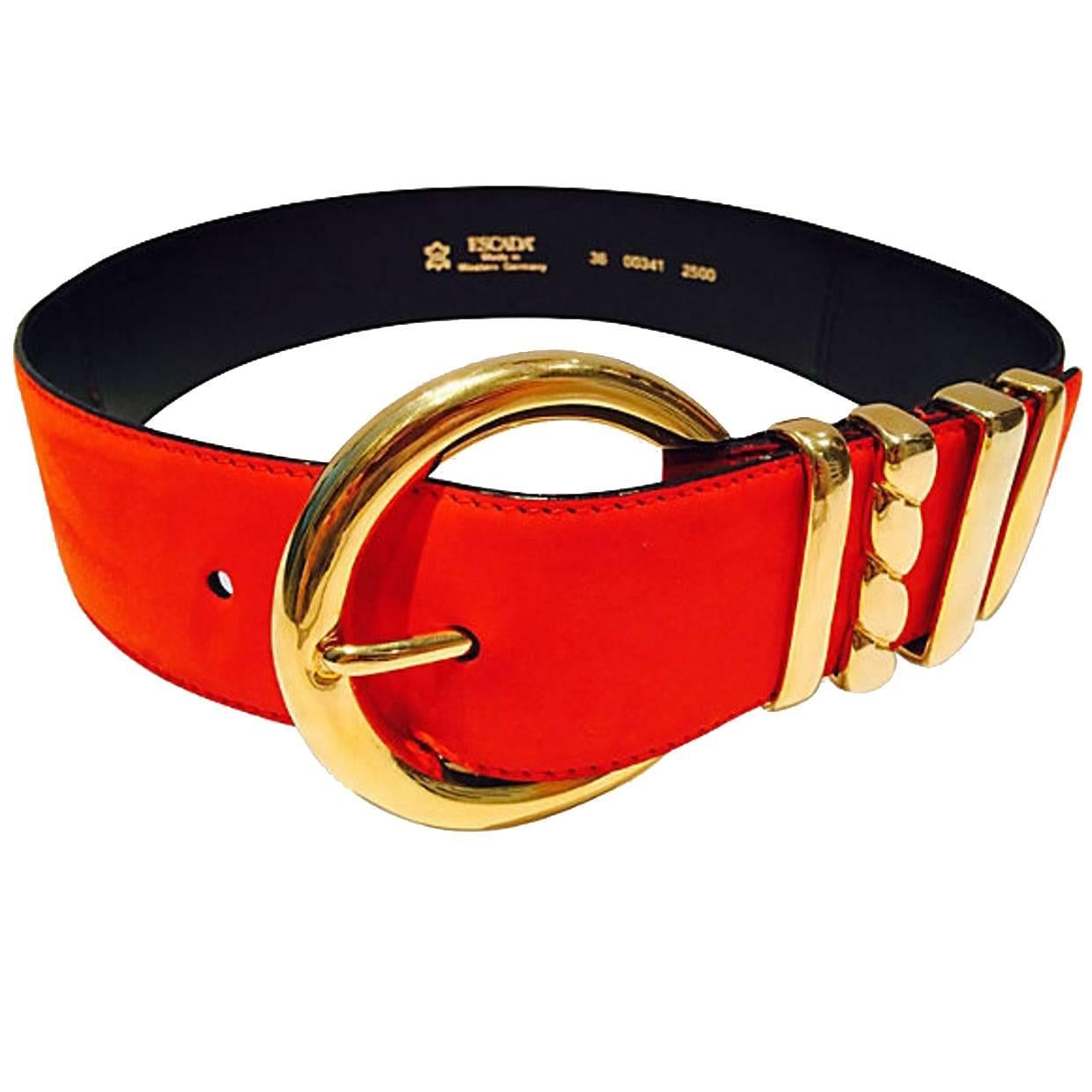 1980s Escada Suede Two-Tone Color Block Chunky Belt For Sale