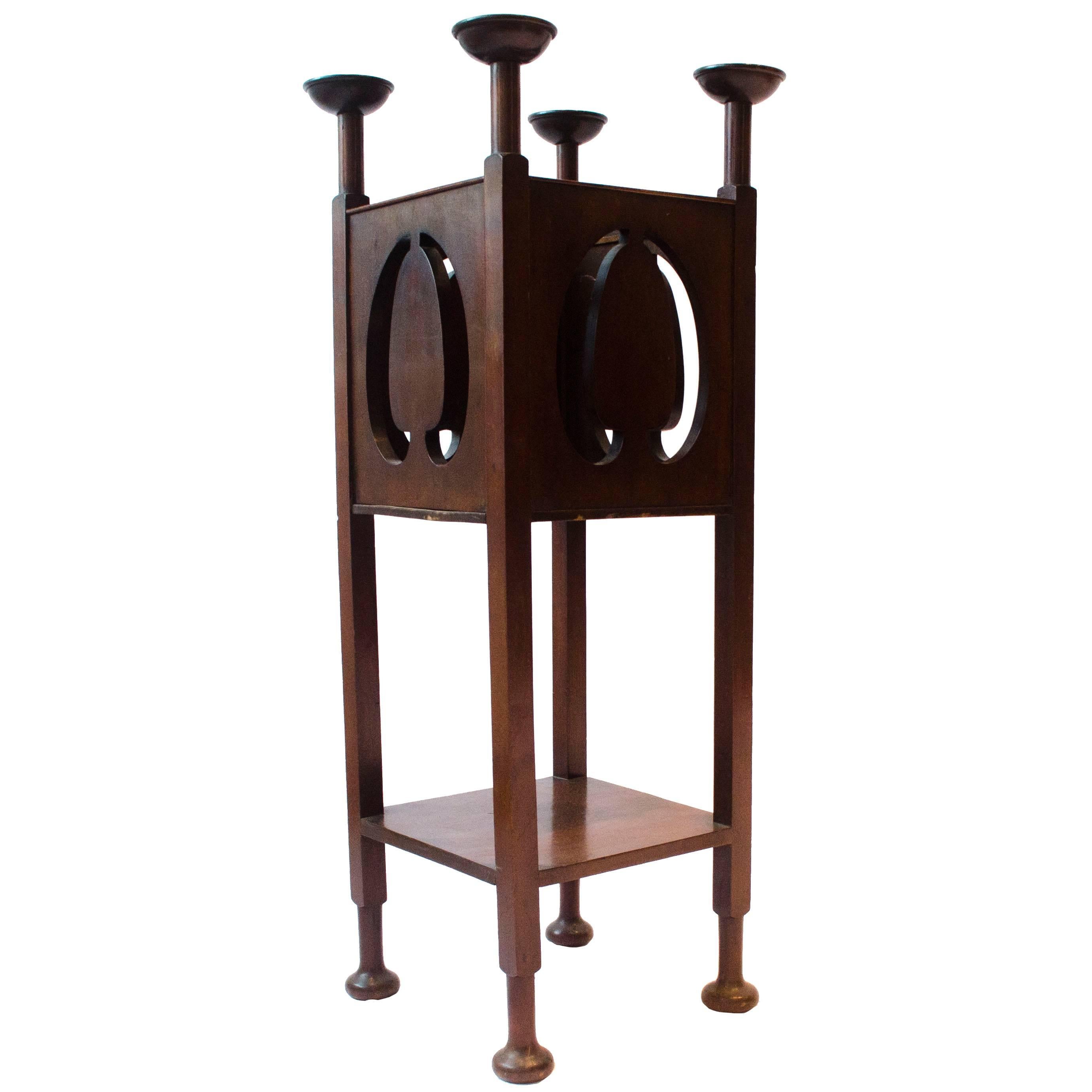 William James Neatby attr An Arts & Crafts Glasgow Style Mahogany Plant Stand  For Sale