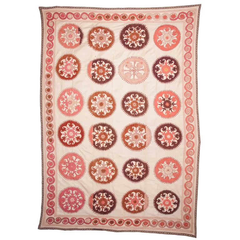 Early 20th Century Cotton Uzbek Samarkand Suzani, Cover or Wall Hanging