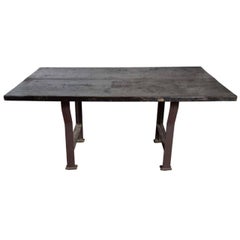 Large Industrial Work Plank Top Farm Table