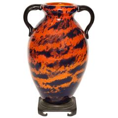 1960s Art Glass Ovoid Vase Mounted as Lamp 2