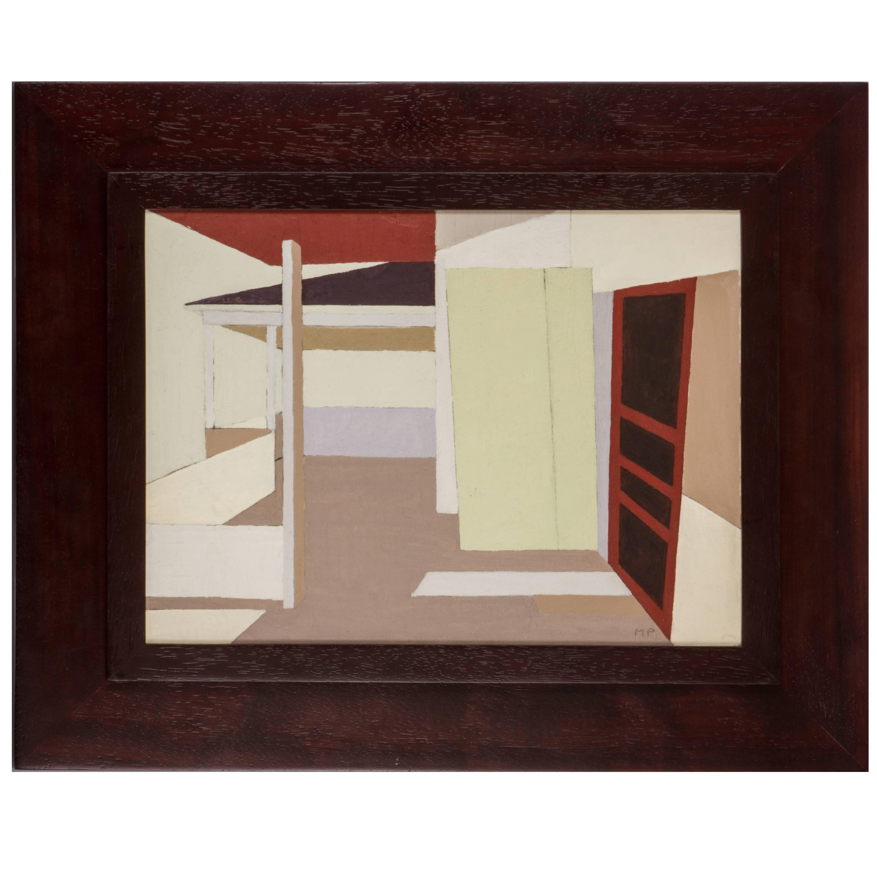 Mid-Century Architectural Painting by Martha P. O'Brian