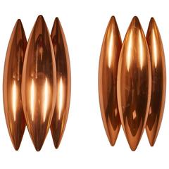 Pair of Copper "Kastor" Sconces by Jo Hammerborg for Fog & Mørup
