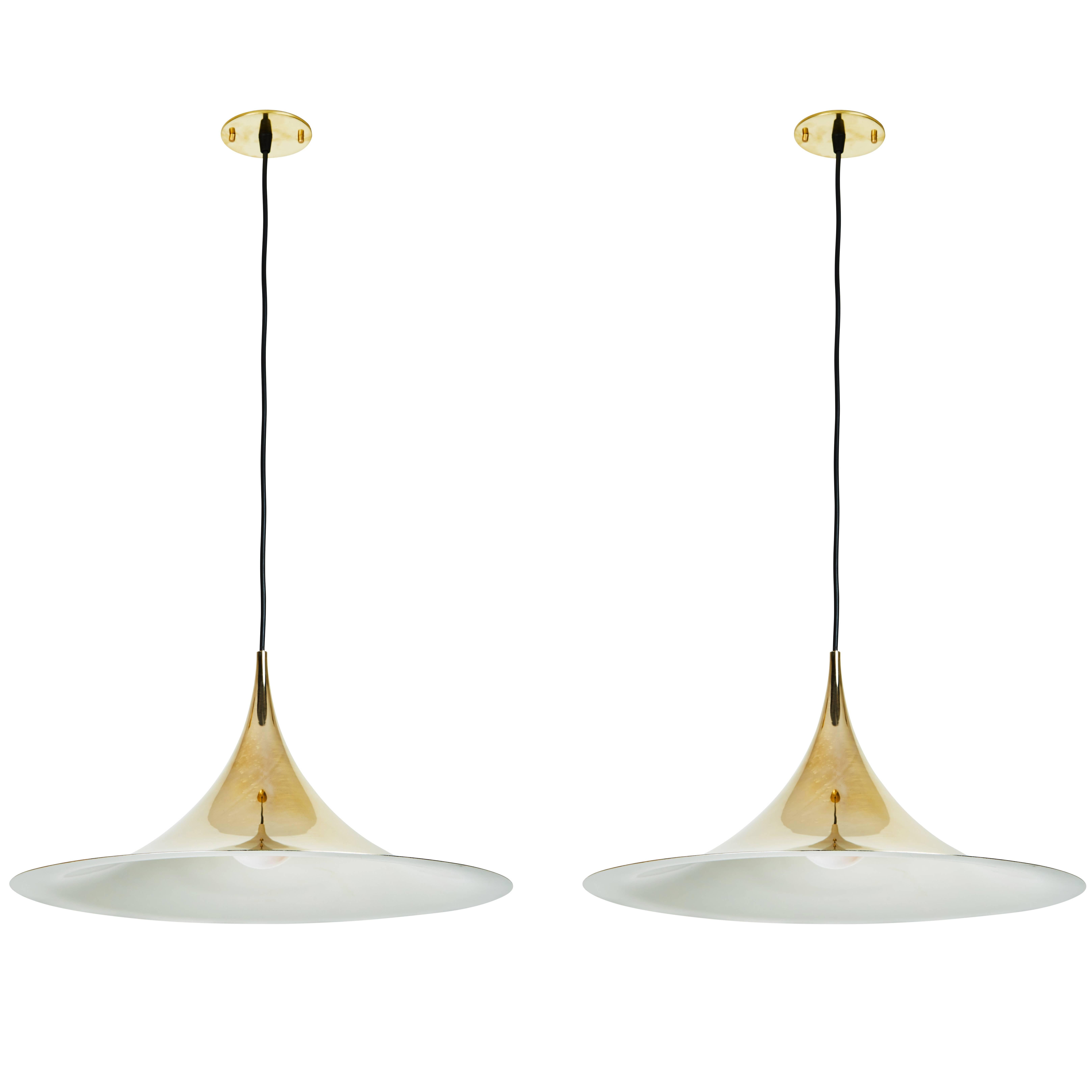 Two Brass "Semi" Pendants by Bonderup and Thorup for Fog & Mørup