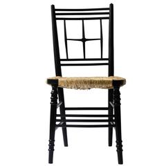 Antique Morris and Co. An Arts and Crafts Ebonized Side Chair Designed by F M Brown