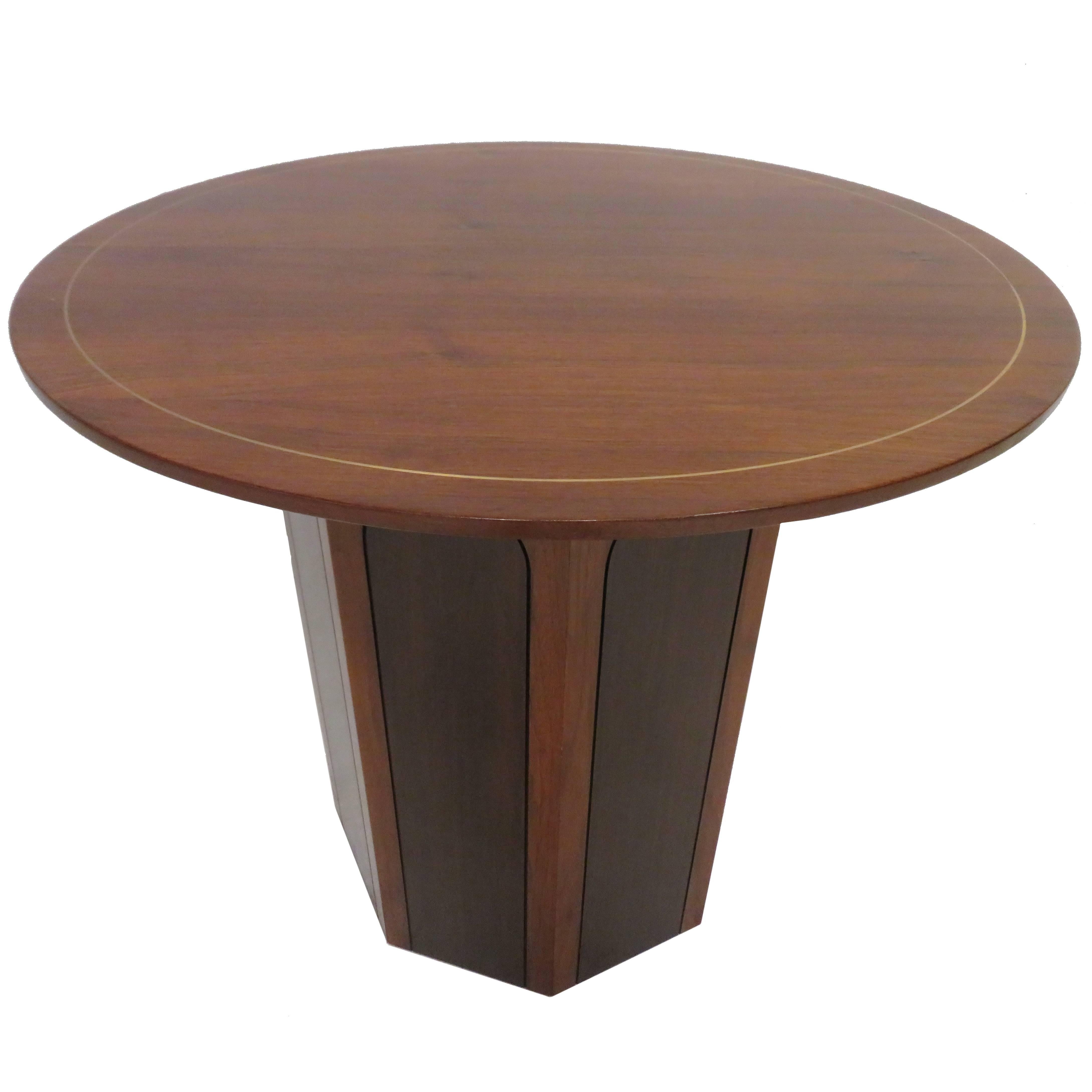 Harvey Probber Attributed Circular Walnut End or Side Table, Mid-Century