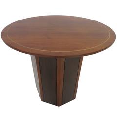 Harvey Probber Attributed Circular Walnut End or Side Table, Mid-Century