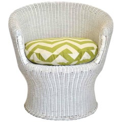 Midcentury French Woven Rattan Tub Chair or Occasional Chair