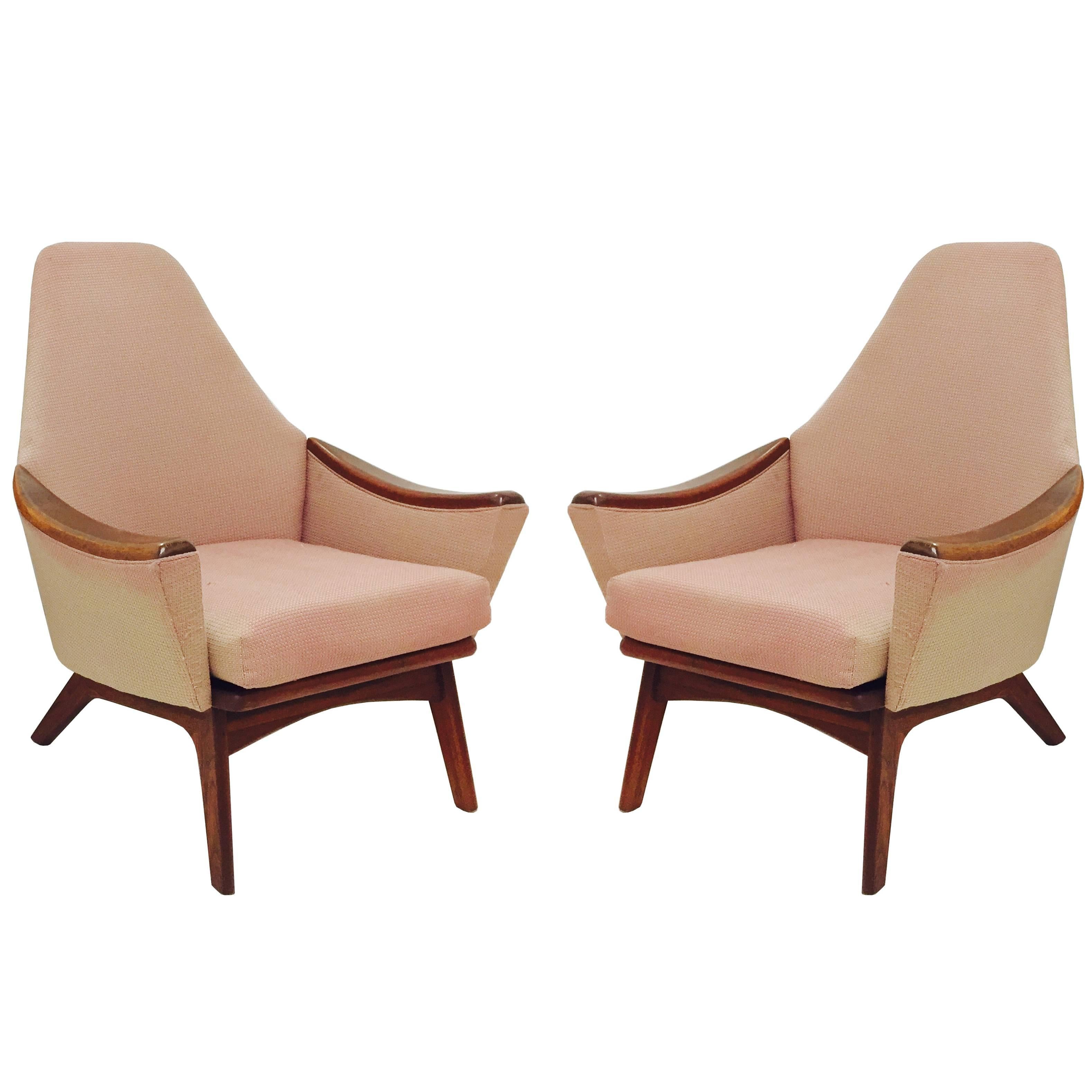 Pair of High Back Lounge Chairs by Adrian Pearsall for Craft Associates