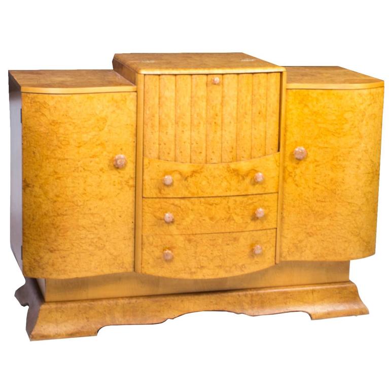 1930s Art Deco Birdseye Maple Cocktail Sideboard At 1stdibs