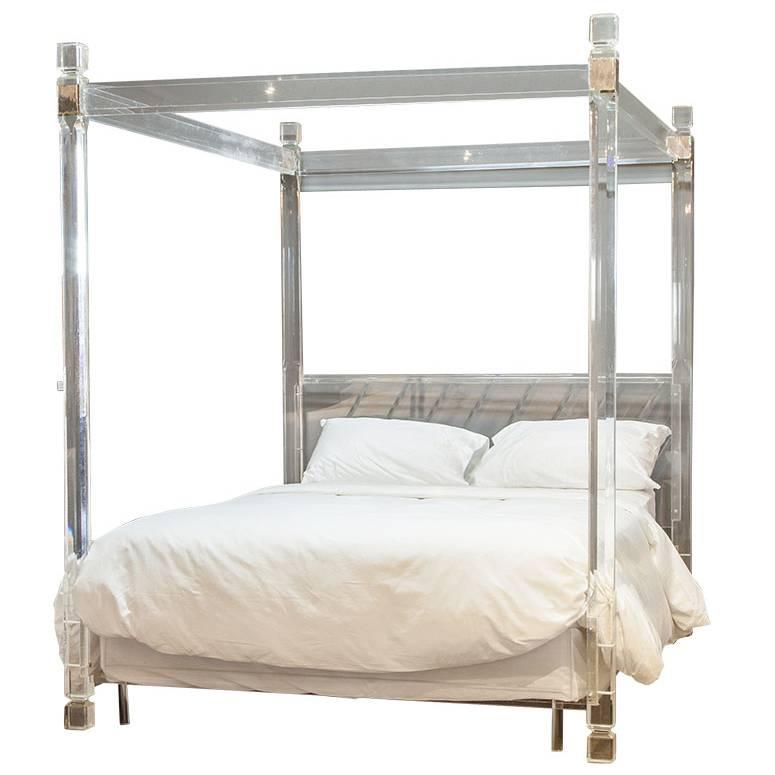 Vintage Four-Poster Lucite Queen-Bed