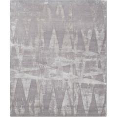 
Diamonds_Deluxe Silver
 Hand-Knotted Tibetan Modern Abstract Rug Wool 
Silk