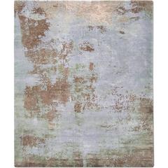 'Elements No. 01_Sand' Hand-Knotted Tibetan Modern Abstract Rug Wool & Silk