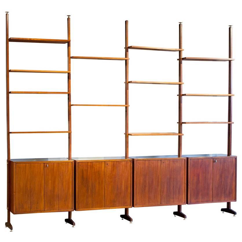 Danish Teak Mid-Century Art Deco Display Wall Unit