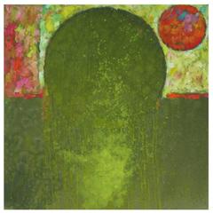 Gyorgy Kepes Untitled Abstract in Green Oil on Canvas 9
