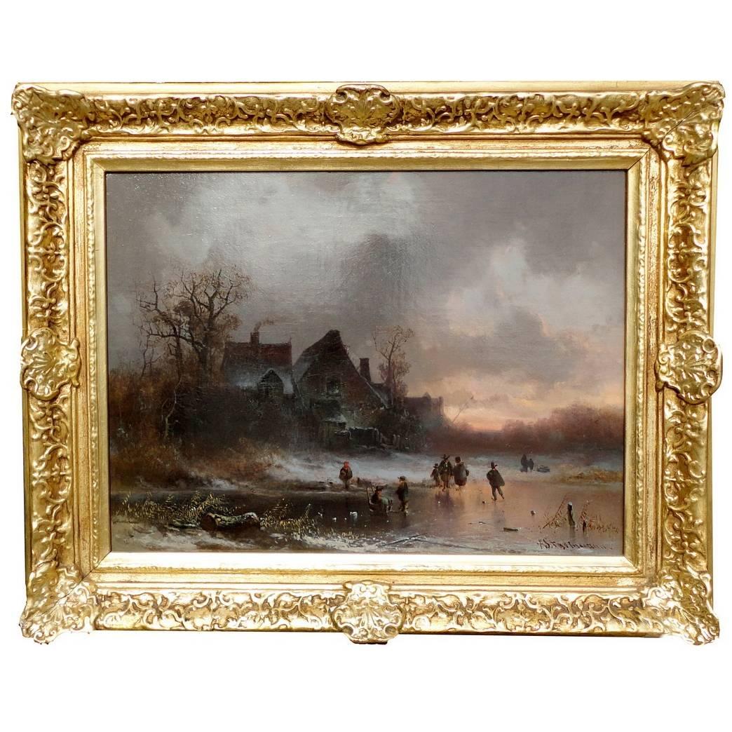 Winter Landscape, Oil on Canvas For Sale