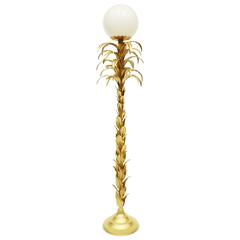 1970s French Gold Metal Palm Floor Lamp 7