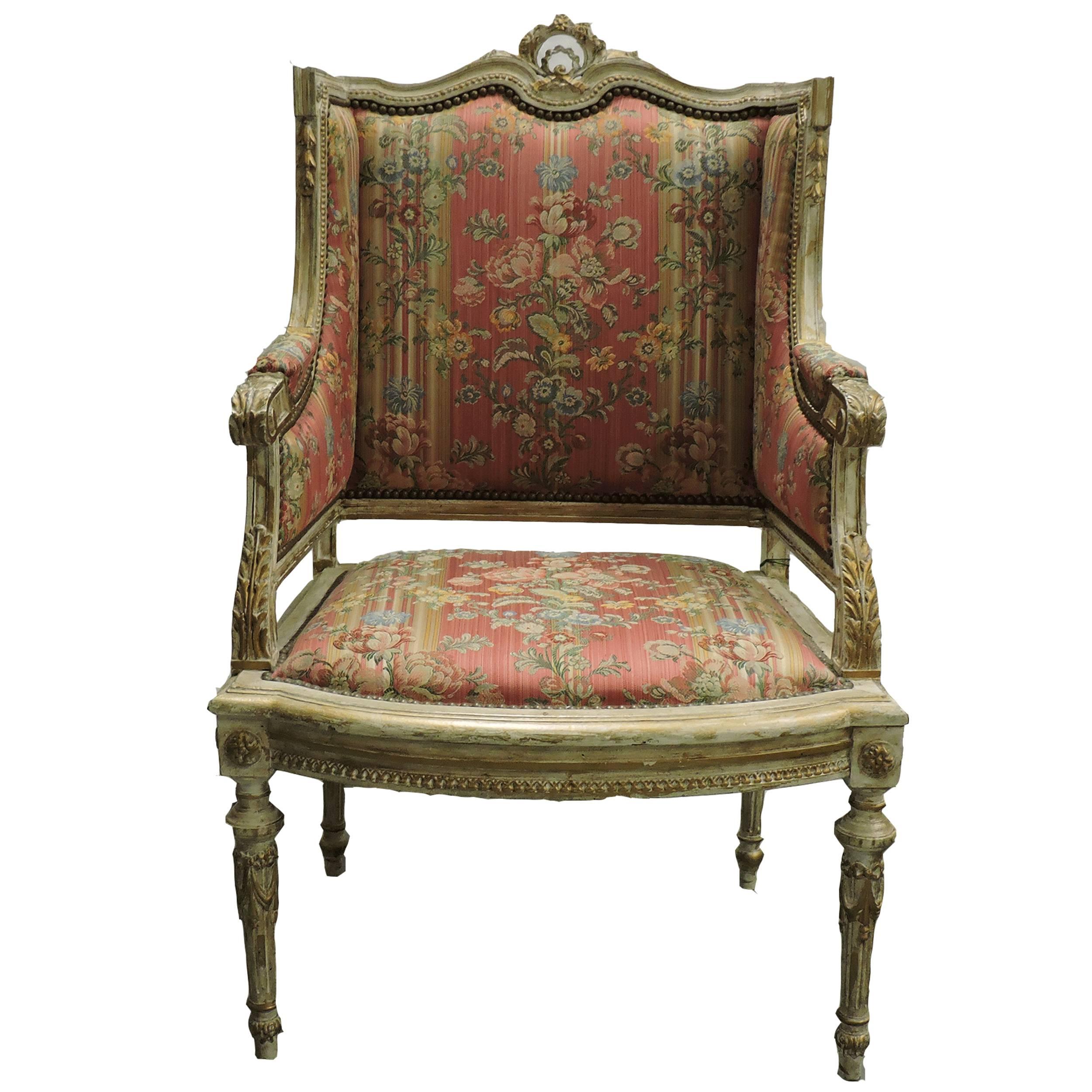 Italian Louis XVI Wingback Chair For Sale