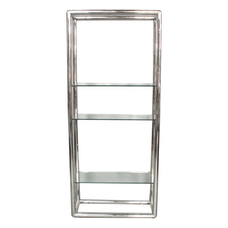 Glass And Polished Stainless Steel, Stainless Steel And Glass Shelving Units